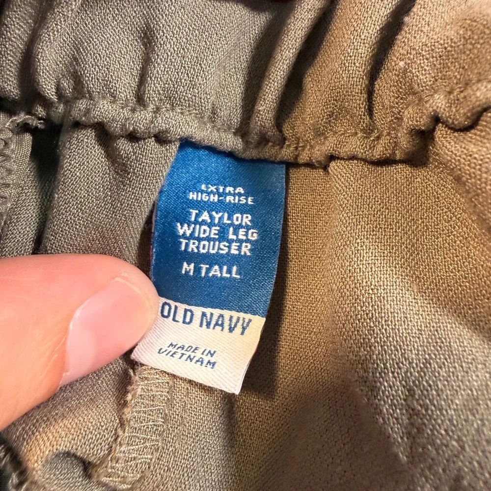 Old Navy Taylor Extra High-Rise Wide Leg Trouser Pants Olive Green Tall Medium